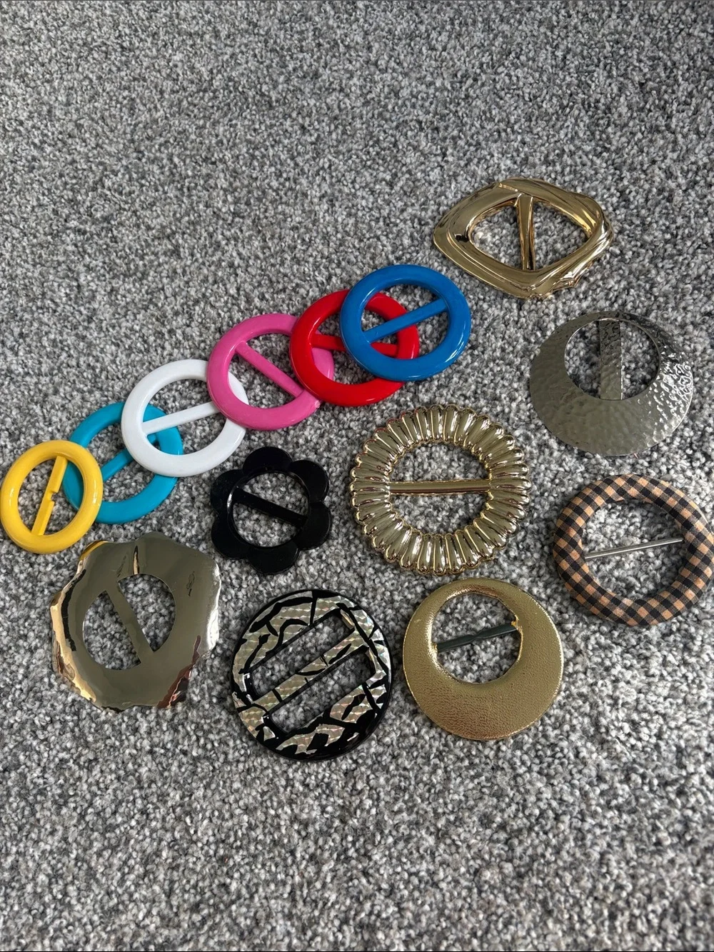 Vintage Multicolor Resin and Gold Belt Buckle Slides Scarf Slides T-Shirt Slides